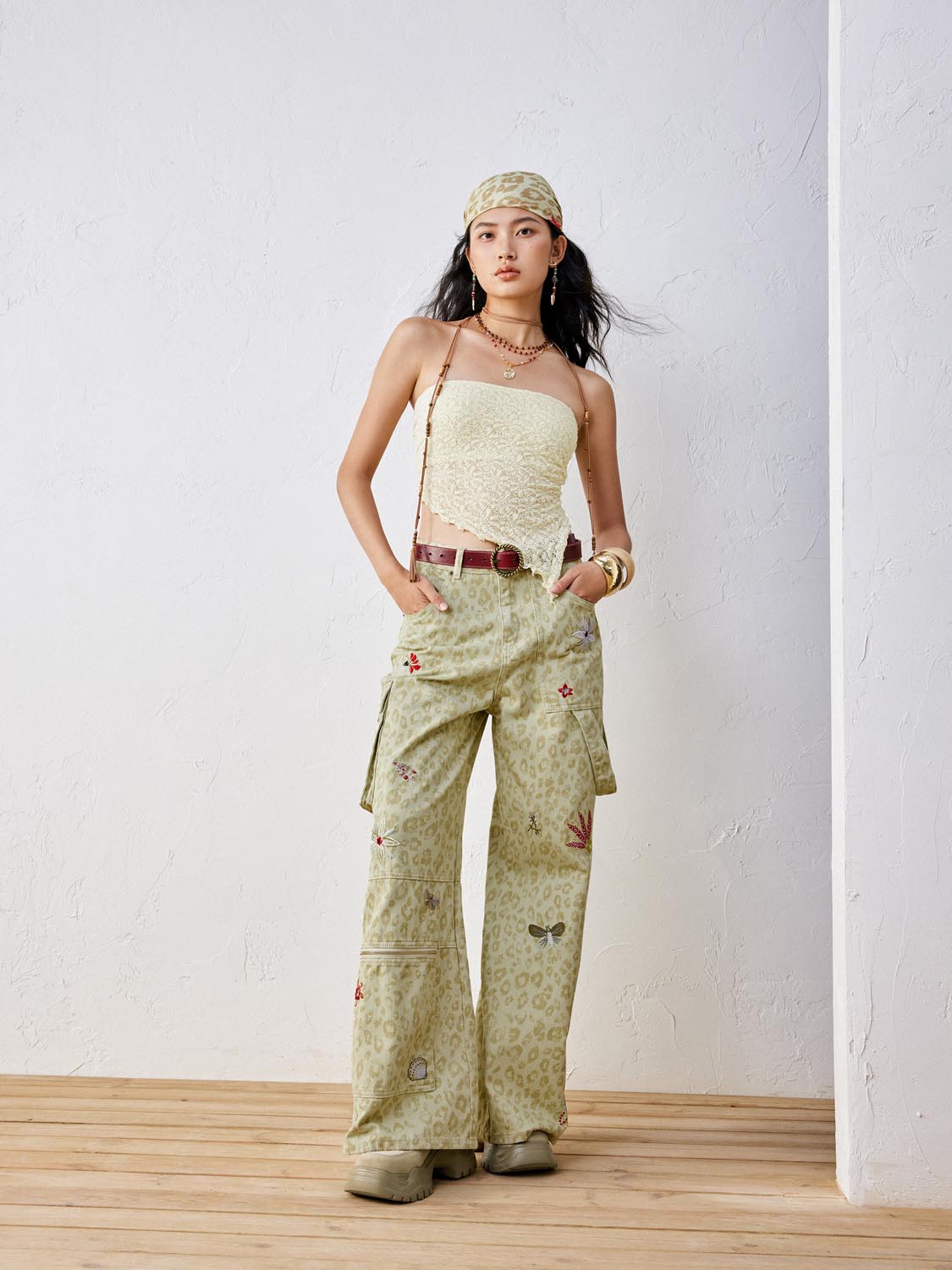 Leopard Skin Denim Jeans