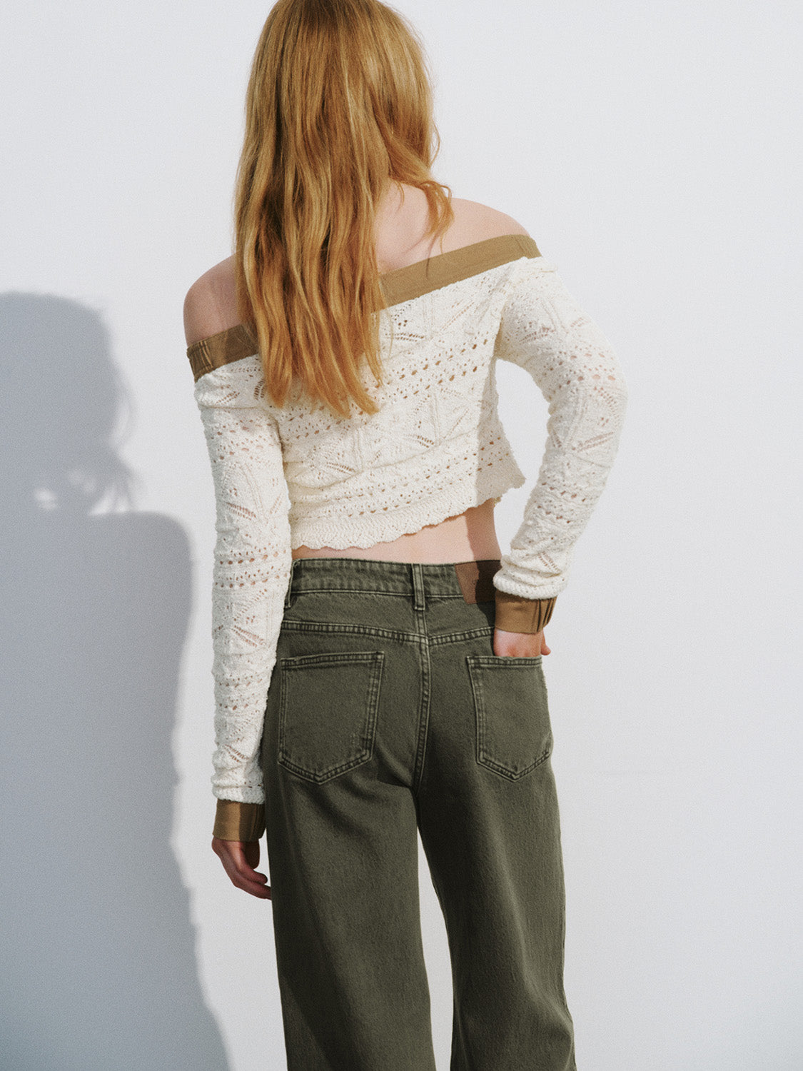 Zipper Front Off-Shoulder Knitted Cardigan