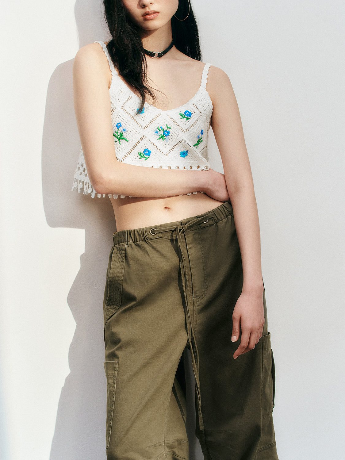 Floral Knitted Cami Tops