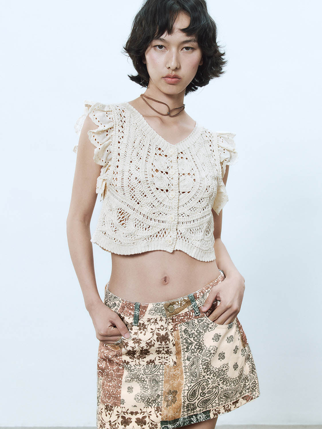 Crochet Knitted Sleeveless Cardigans