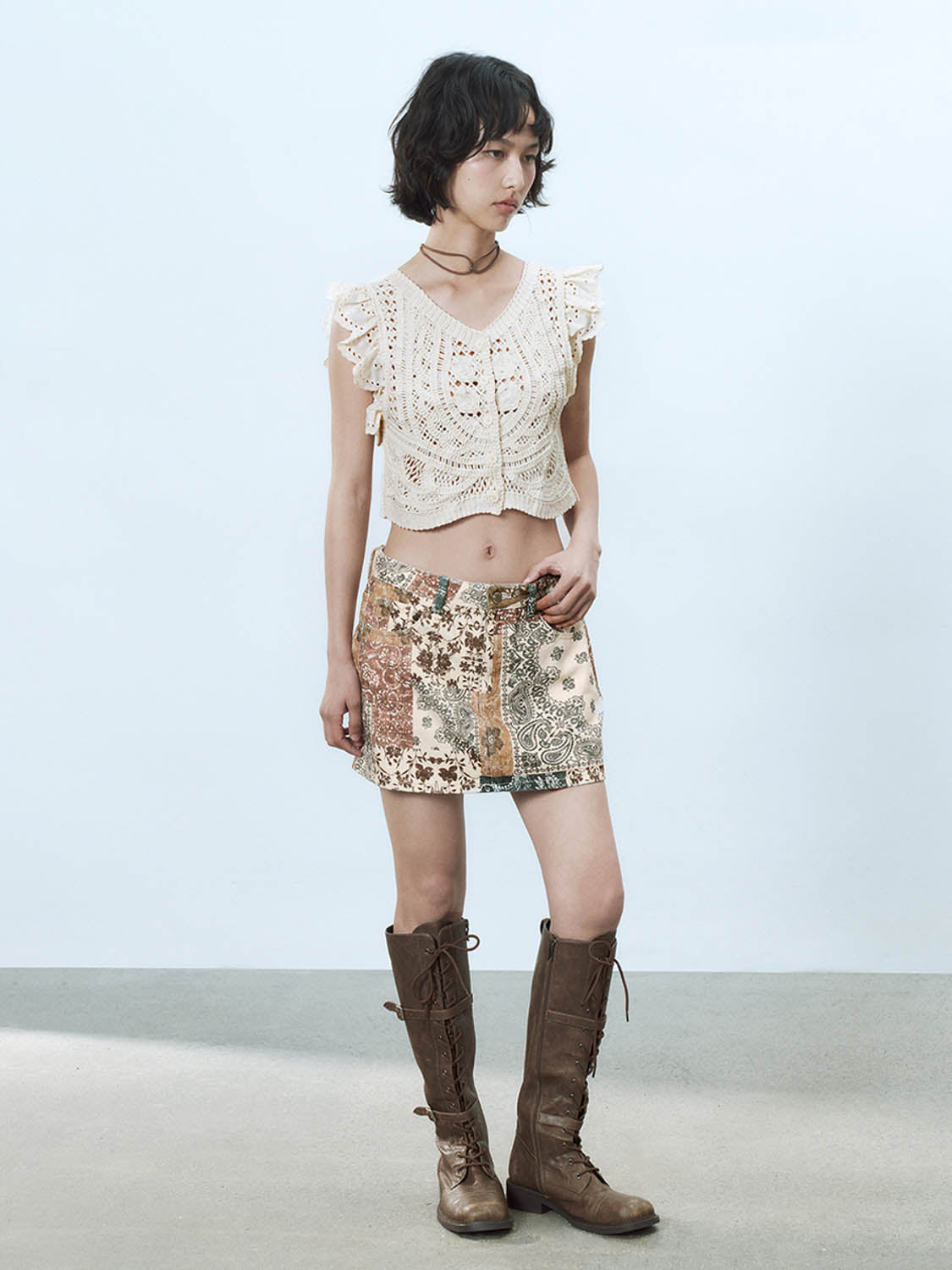 Crochet Knitted Sleeveless Cardigans