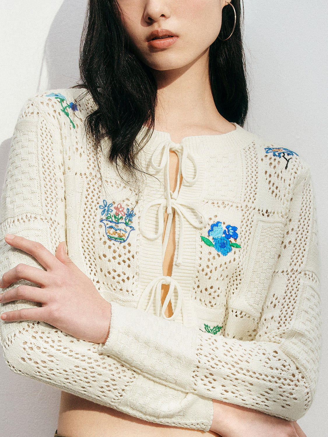 Floral Tie Knitted Cardigans