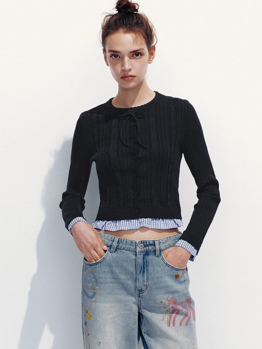 2 In 1 Bow-Collar Knitted Cardigans
