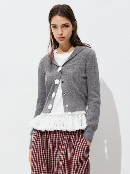 Button Up Collared Knitted Outerwear