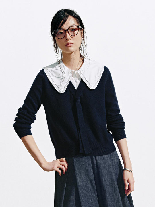 2 In 1 Collared Long Sleeve Knitted T-Shirts