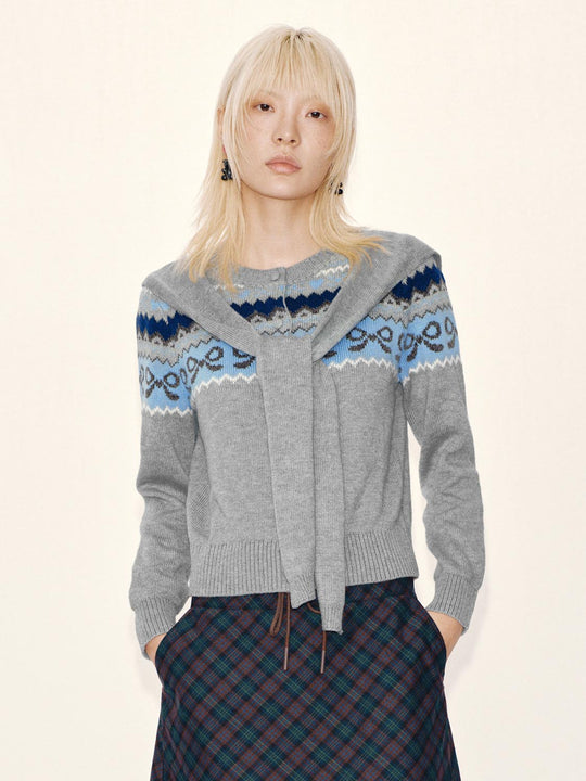 2 In 1 Jacquard Knitted Cardigans