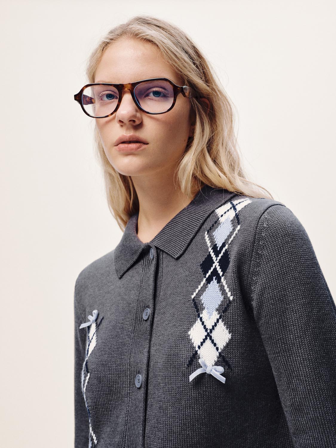 2 In 1 Asymmetric Argyle Knitted Cardigans