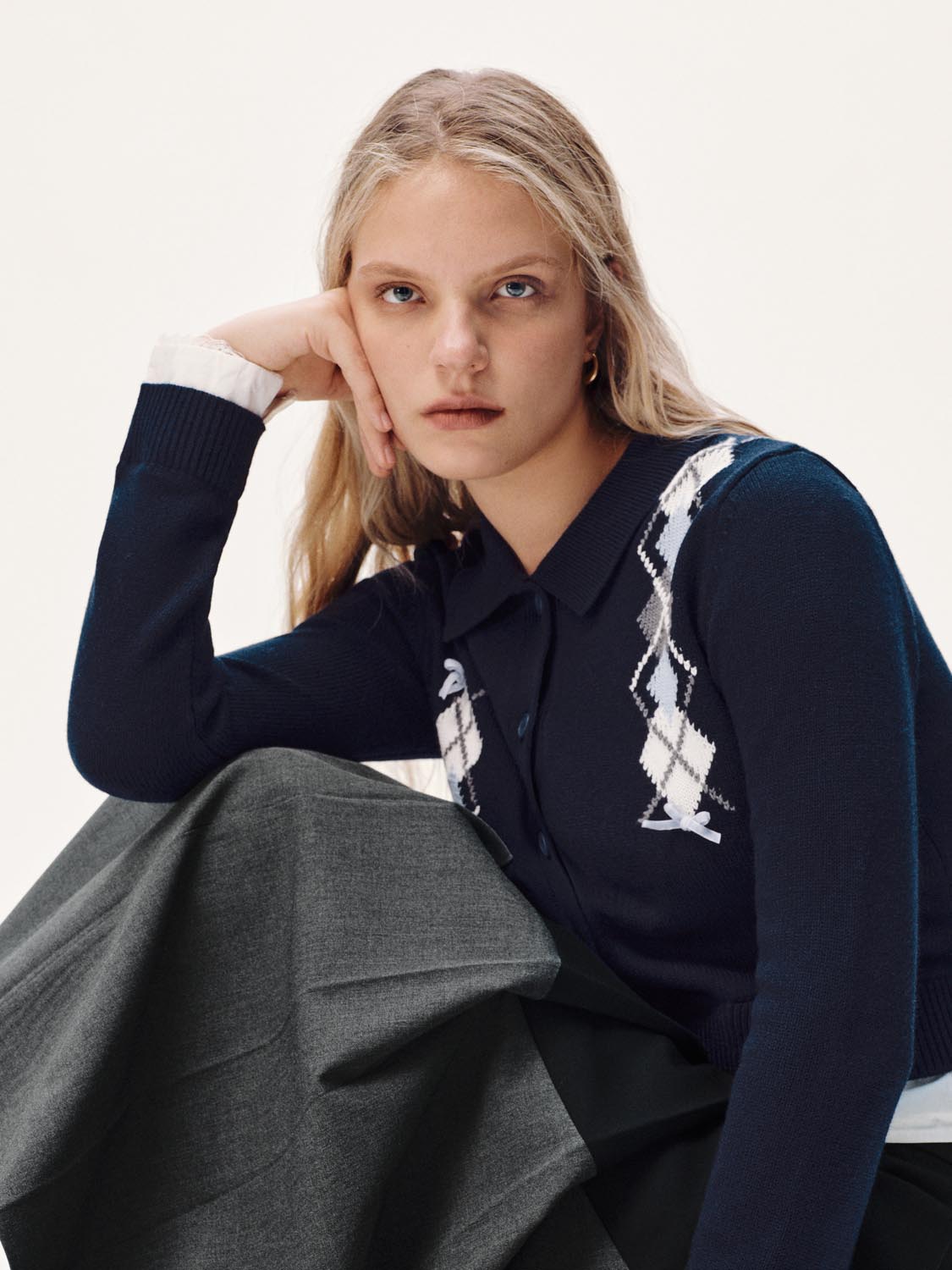 2 In 1 Asymmetric Argyle Knitted Cardigans