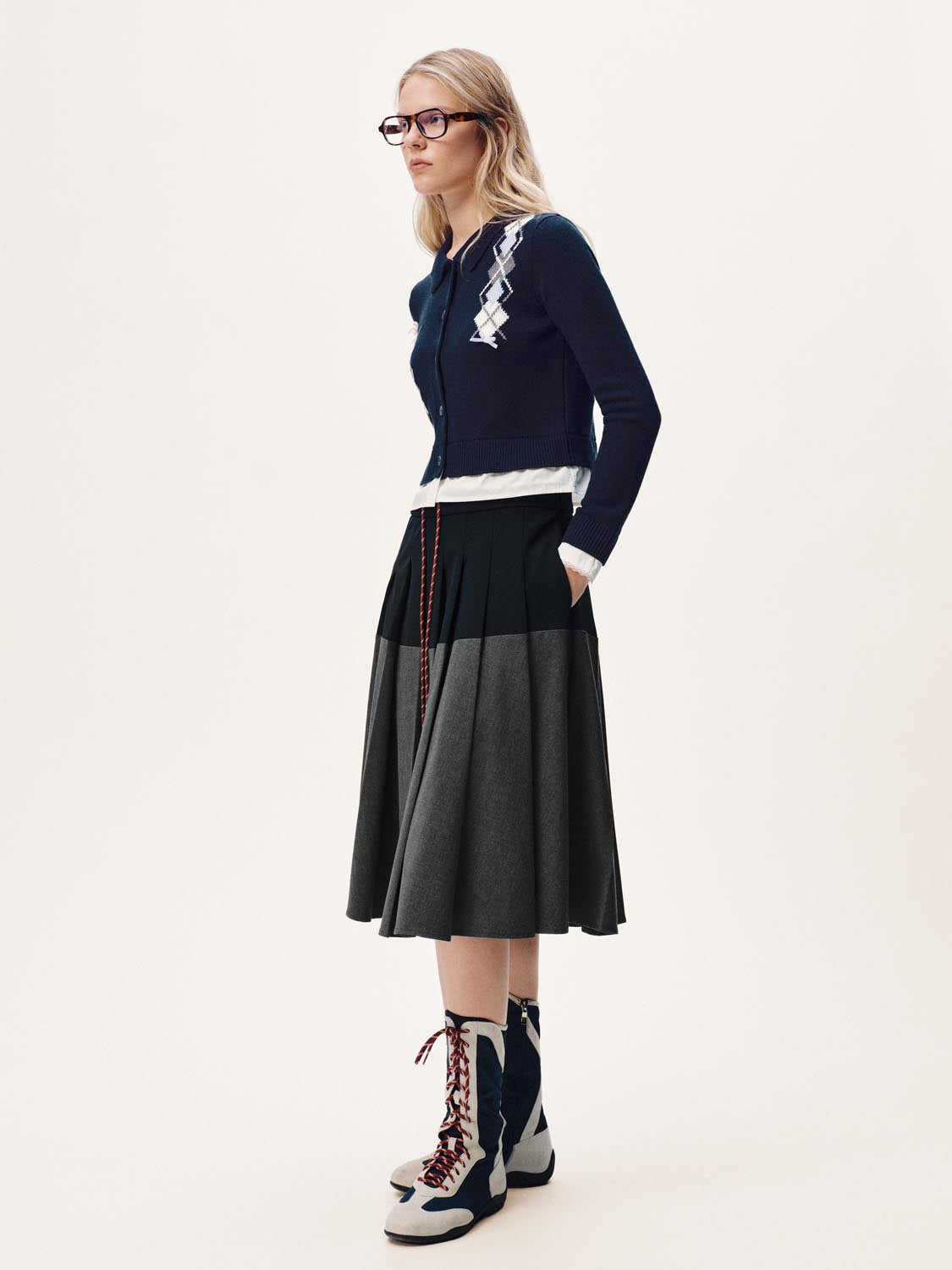 2 In 1 Asymmetric Argyle Knitted Cardigans