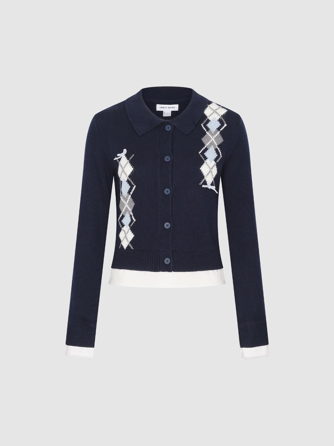 2 In 1 Asymmetric Argyle Knitted Cardigans