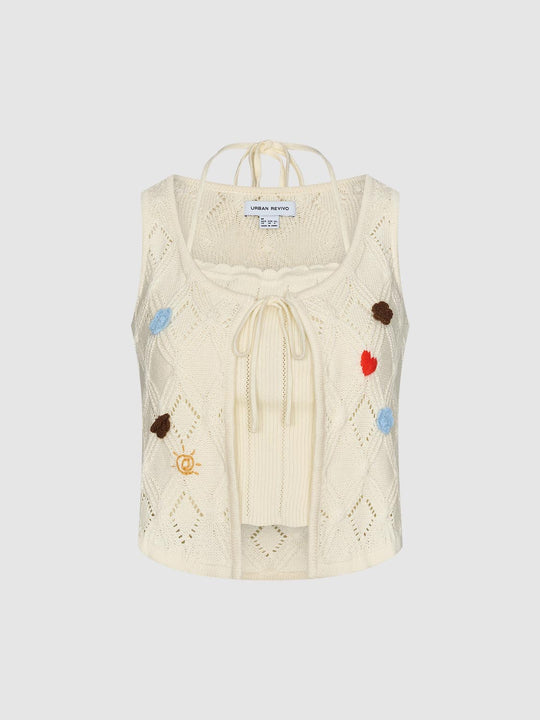 2 In 1 Crochet Sleeveless Knitted T-Shirts