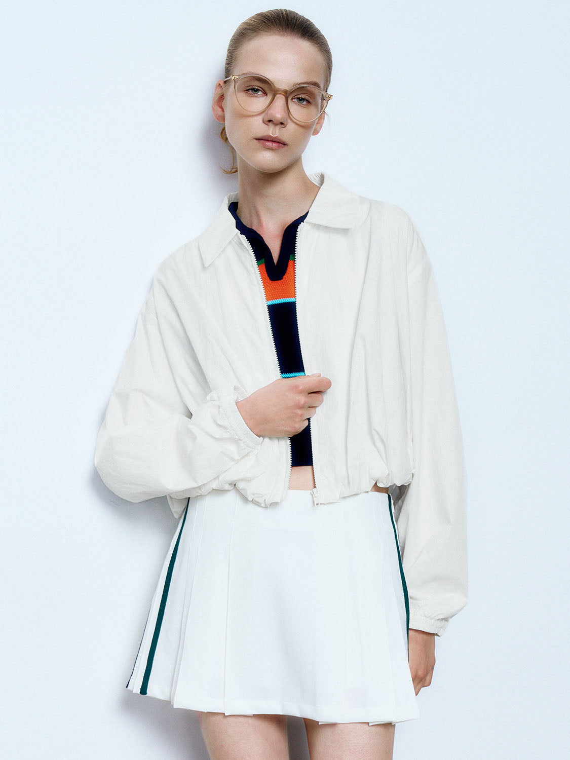 Drawstring Hem Zip Up Front Jackets