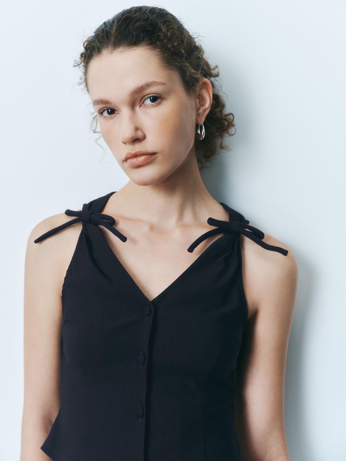 V-Neck Bow Décor Blouses