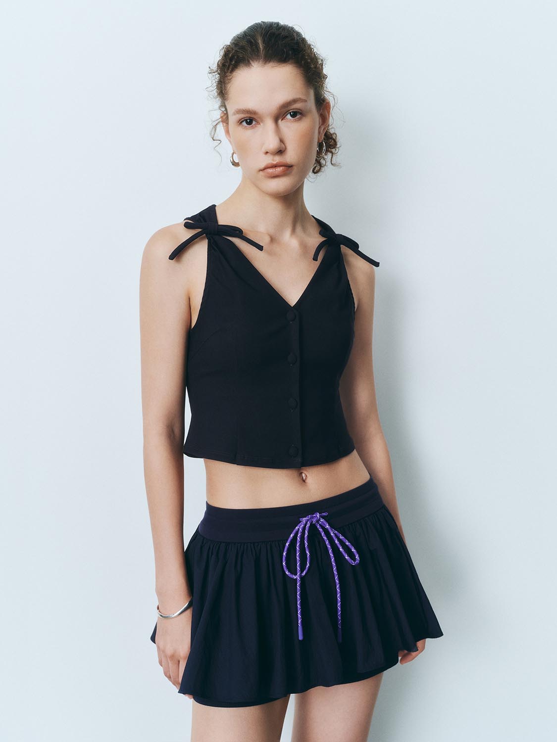 V-Neck Bow Décor Blouses