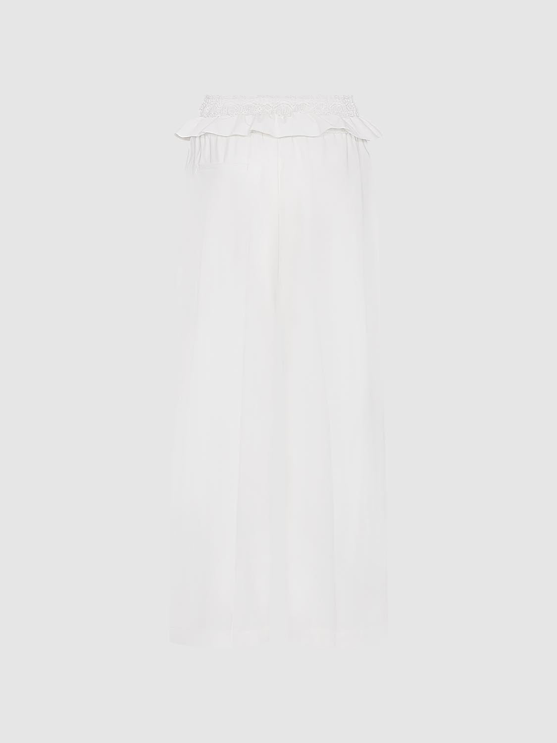 Drawstring Pulls Ruffle Trim Drawstring Pull On Wide Leg Pants – URBAN REVIVO Thailand