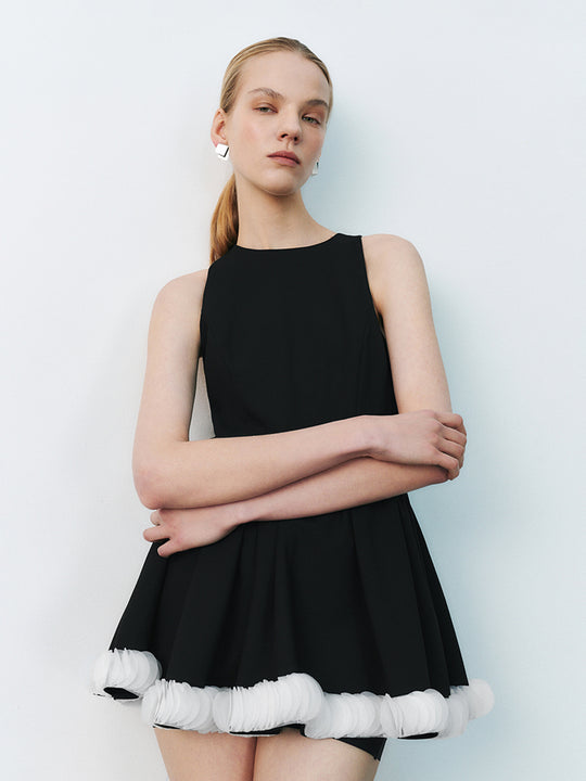 Sleeveless Mesh Hem Dresses