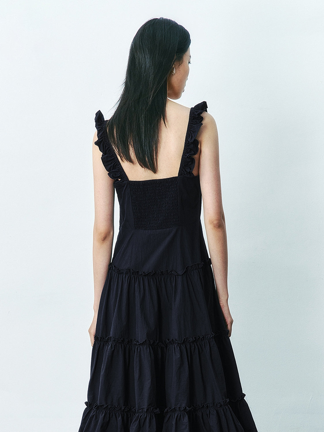 Wide Strap Ruffle Maxi Dresses