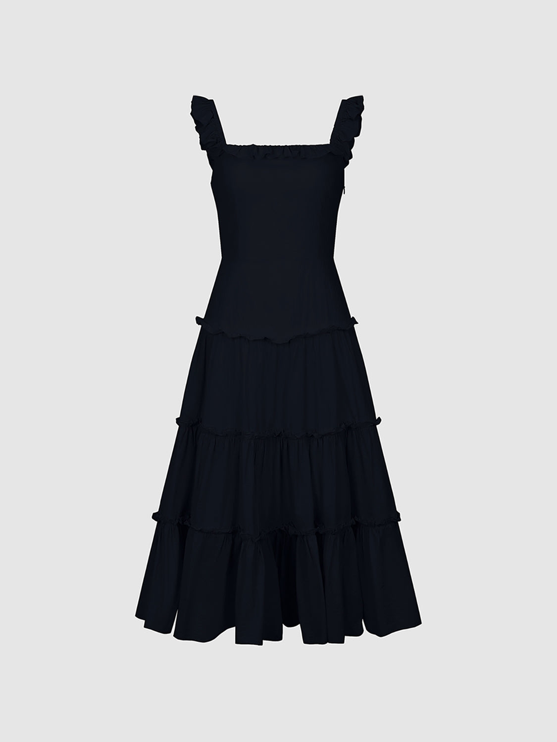 Wide Strap Ruffle Maxi Dresses