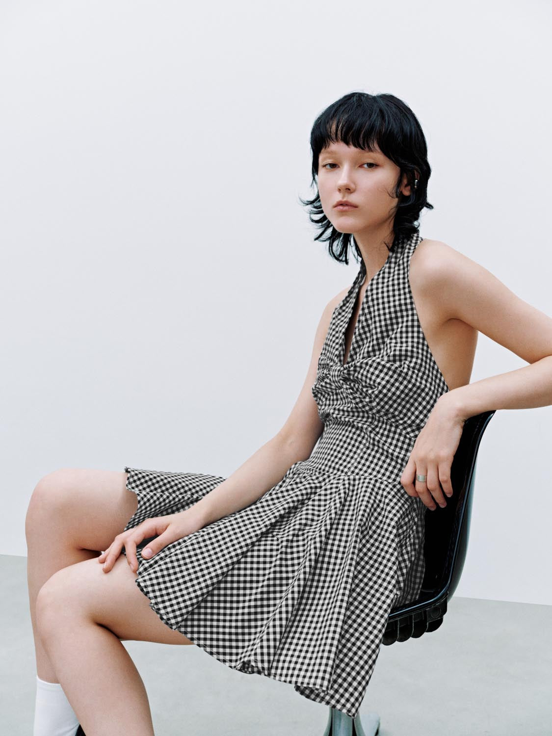 Halter Neck Plaid Mini Dresses