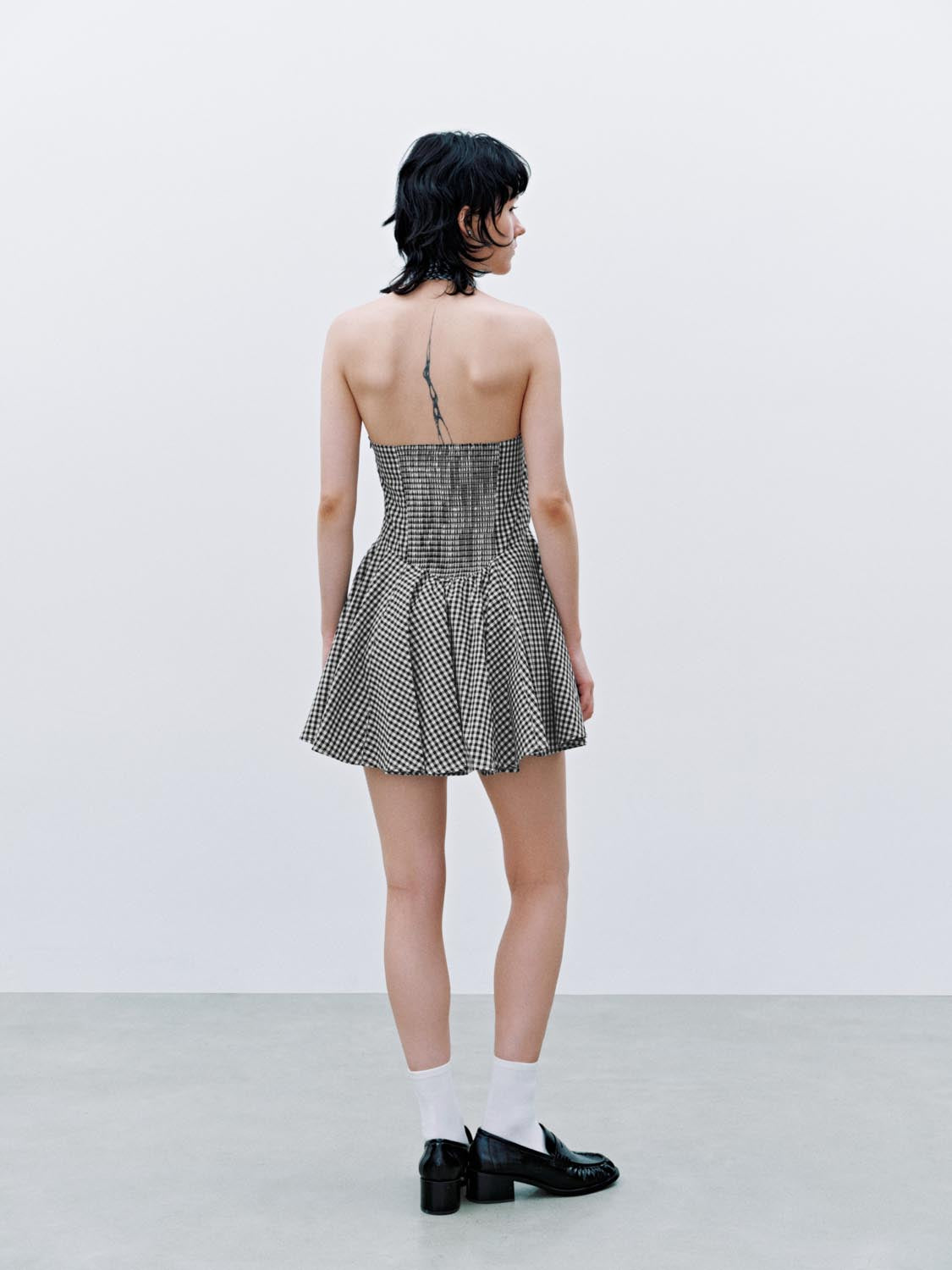 Halter Neck Plaid Mini Dresses