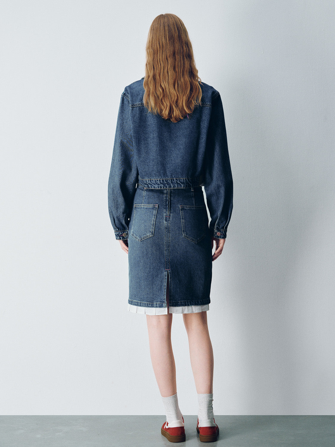 Zipper Front Loose Denim Shirt