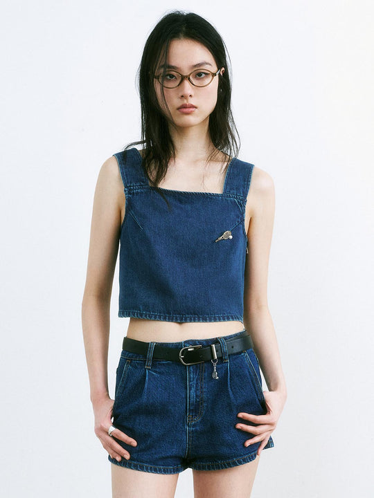 Wide Strap Denim Tank Tops