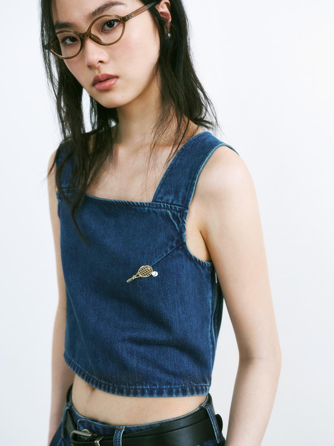 Wide Strap Denim Tank Tops