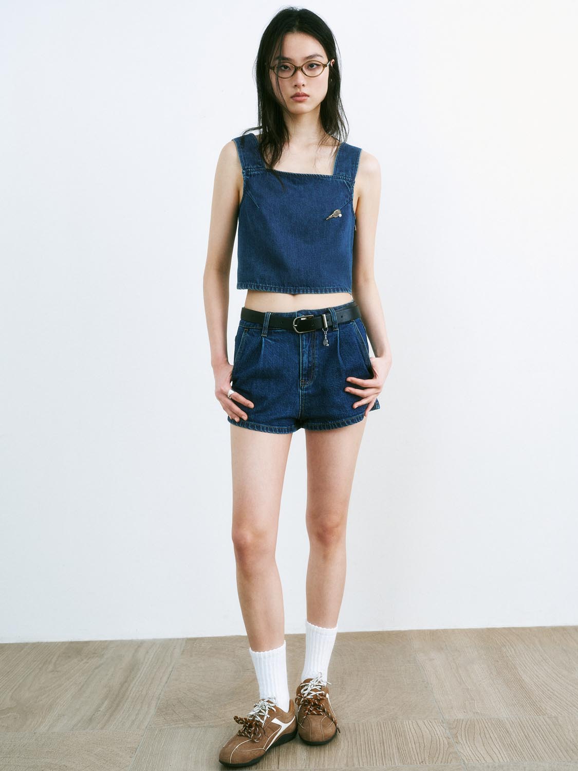 Wide Strap Denim Tank Tops