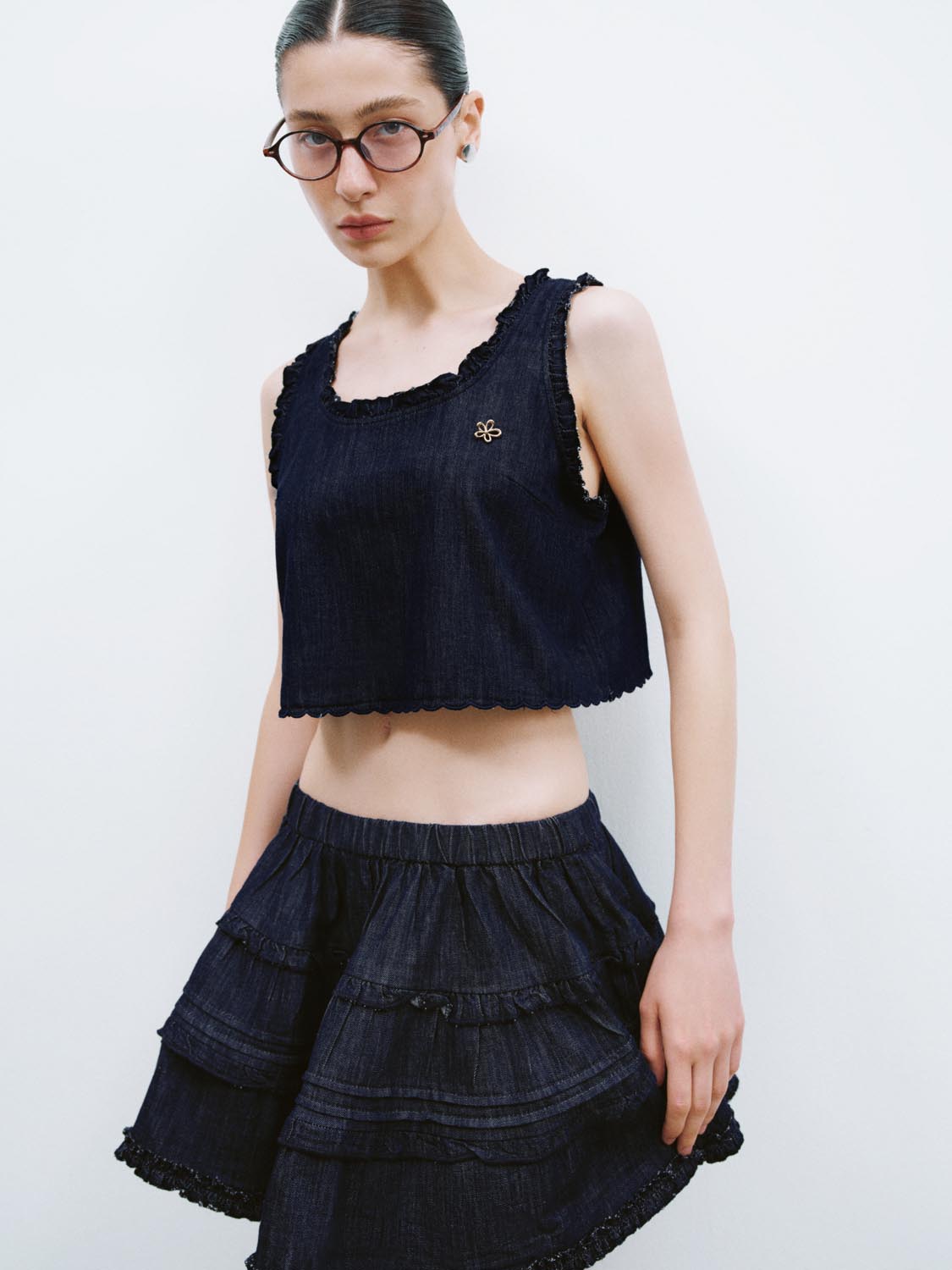 Denim Frilled Shirts