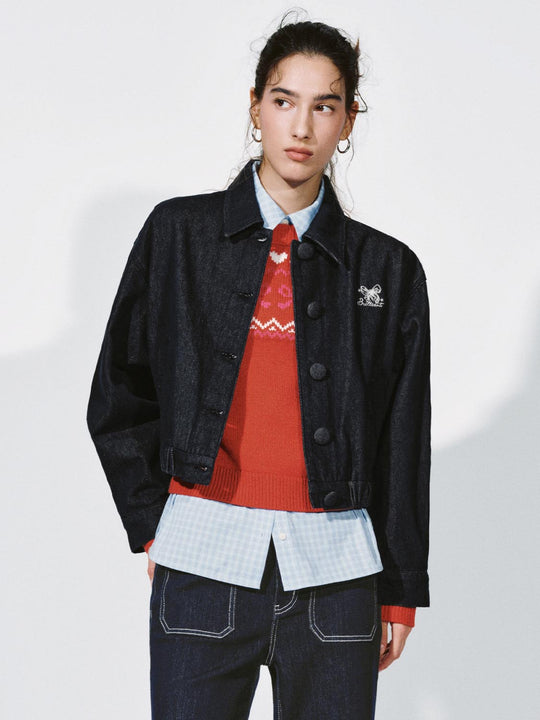 Button Up Denim Bomber Jackets