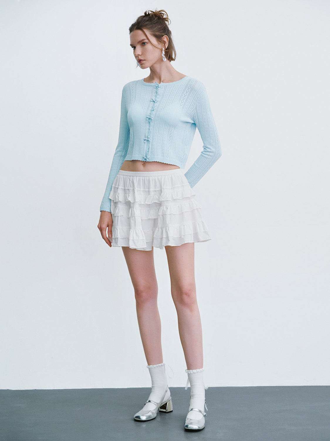 Crew Neck Skinny Knitted Cardigan