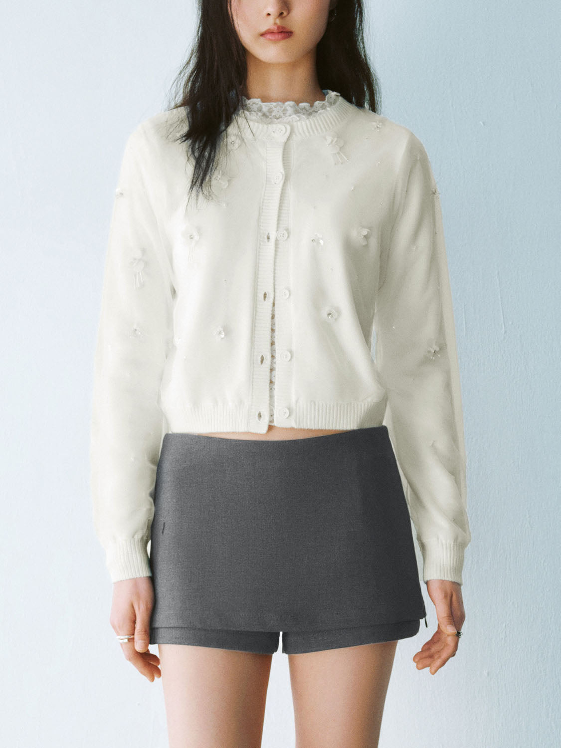 Crew Neck Knitted Cardigans