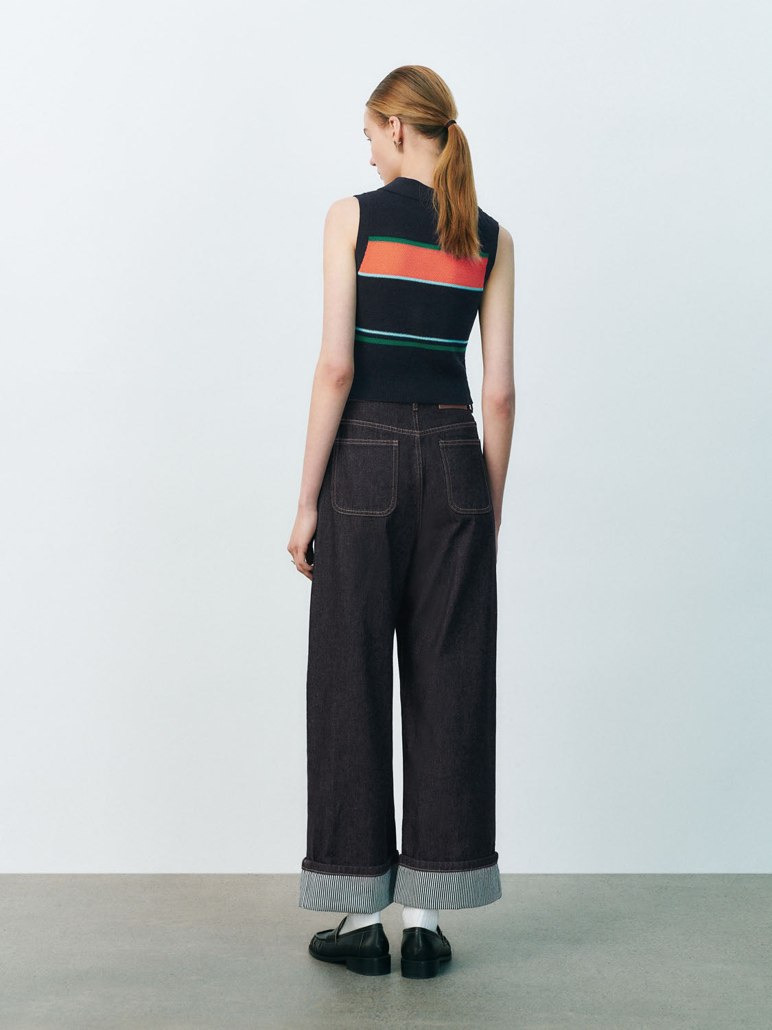 Color Block Knitted Sleeveless T-Shirts