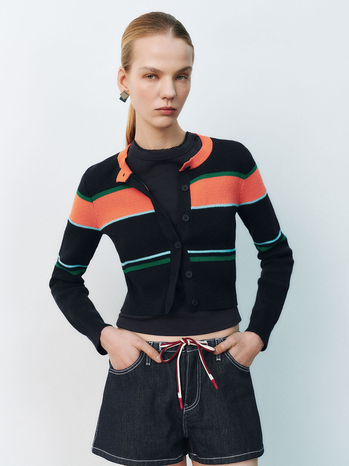 Color Block Knitted Cardigans