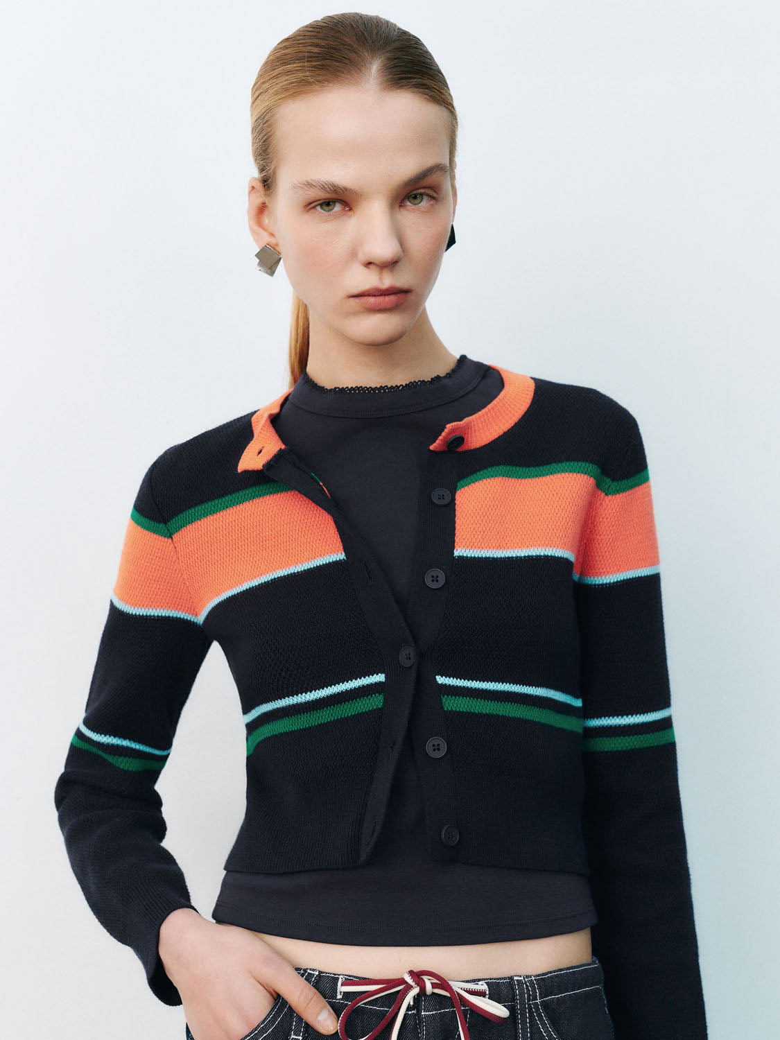 Color Block Knitted Cardigans