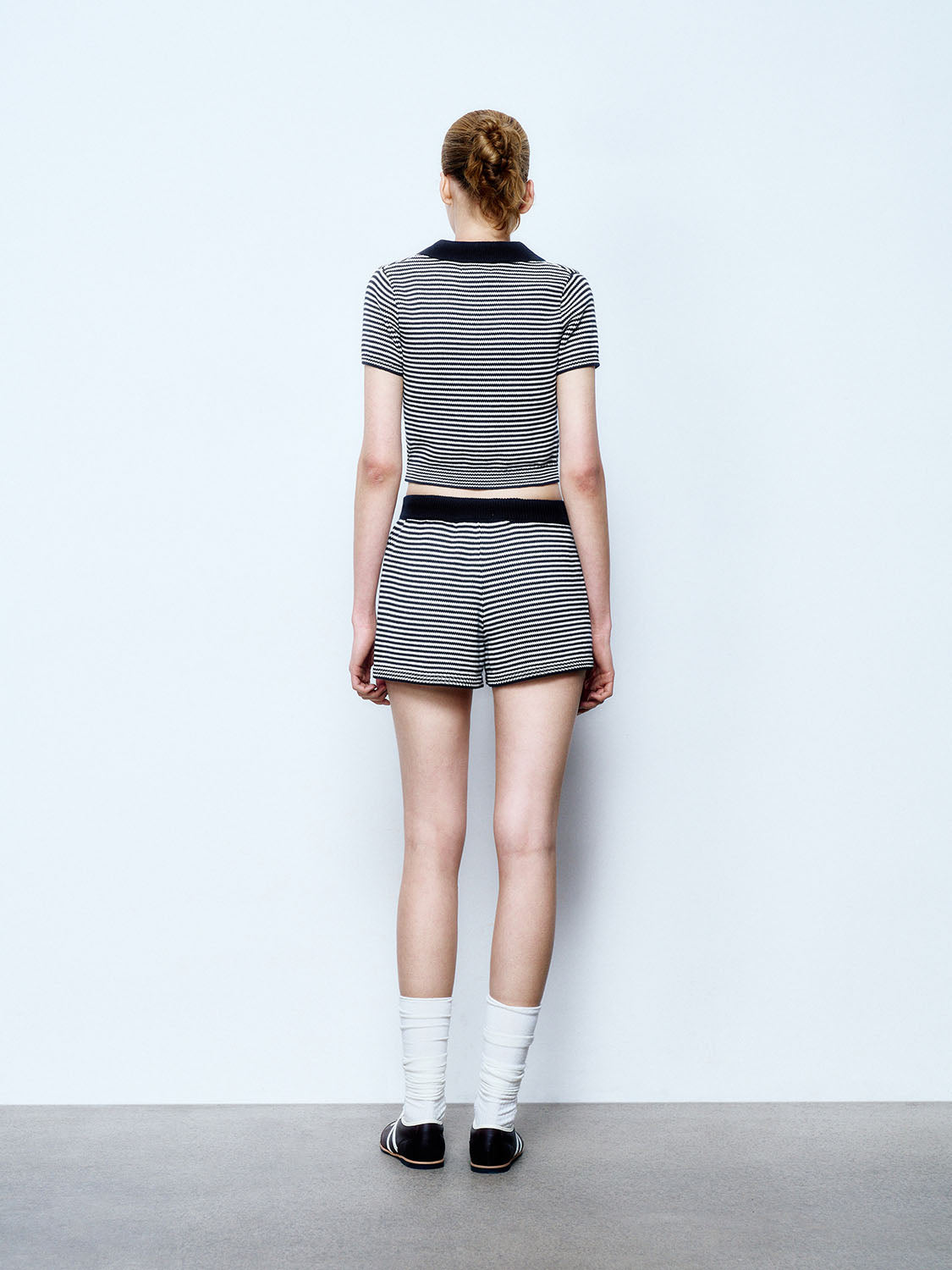 Striped Lapel Knitted T-Shirts