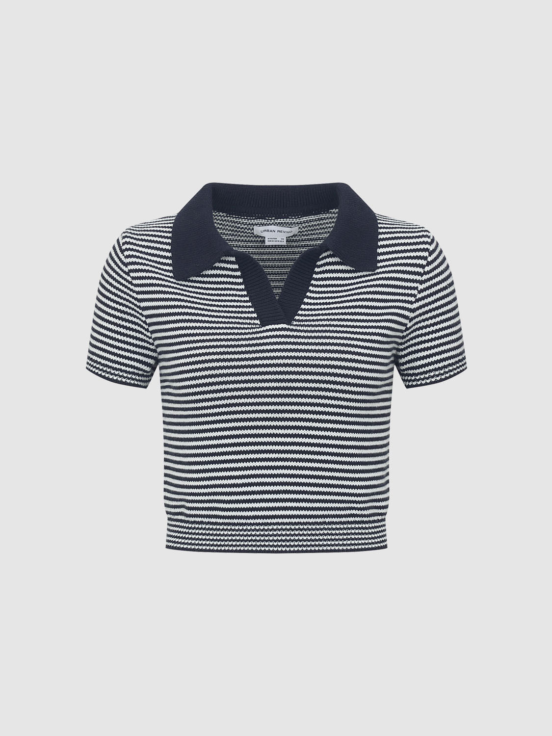 Striped Lapel Knitted T-Shirts