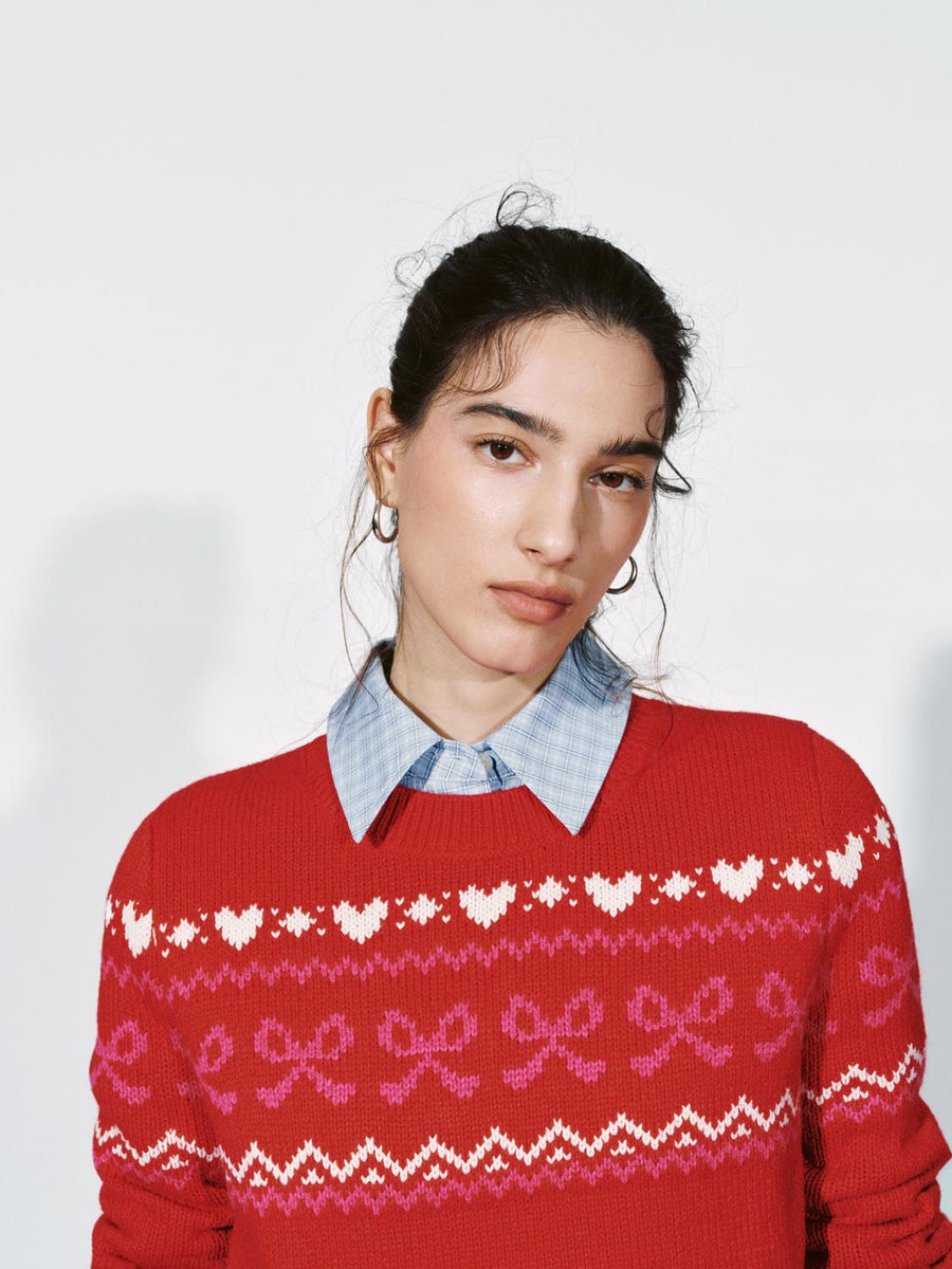 Balloon Hem Intarsia Long Sleeve Knitted T-Shirts – URBAN REVIVO Thailand