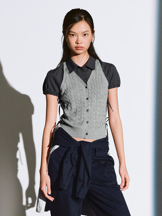 2 In 1 Contrast Bow Detail Knitted T-Shirts