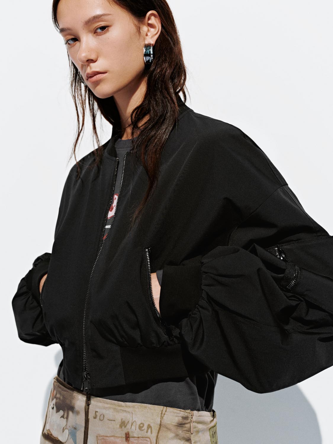 Balloon Sleeve Bomber Jackets