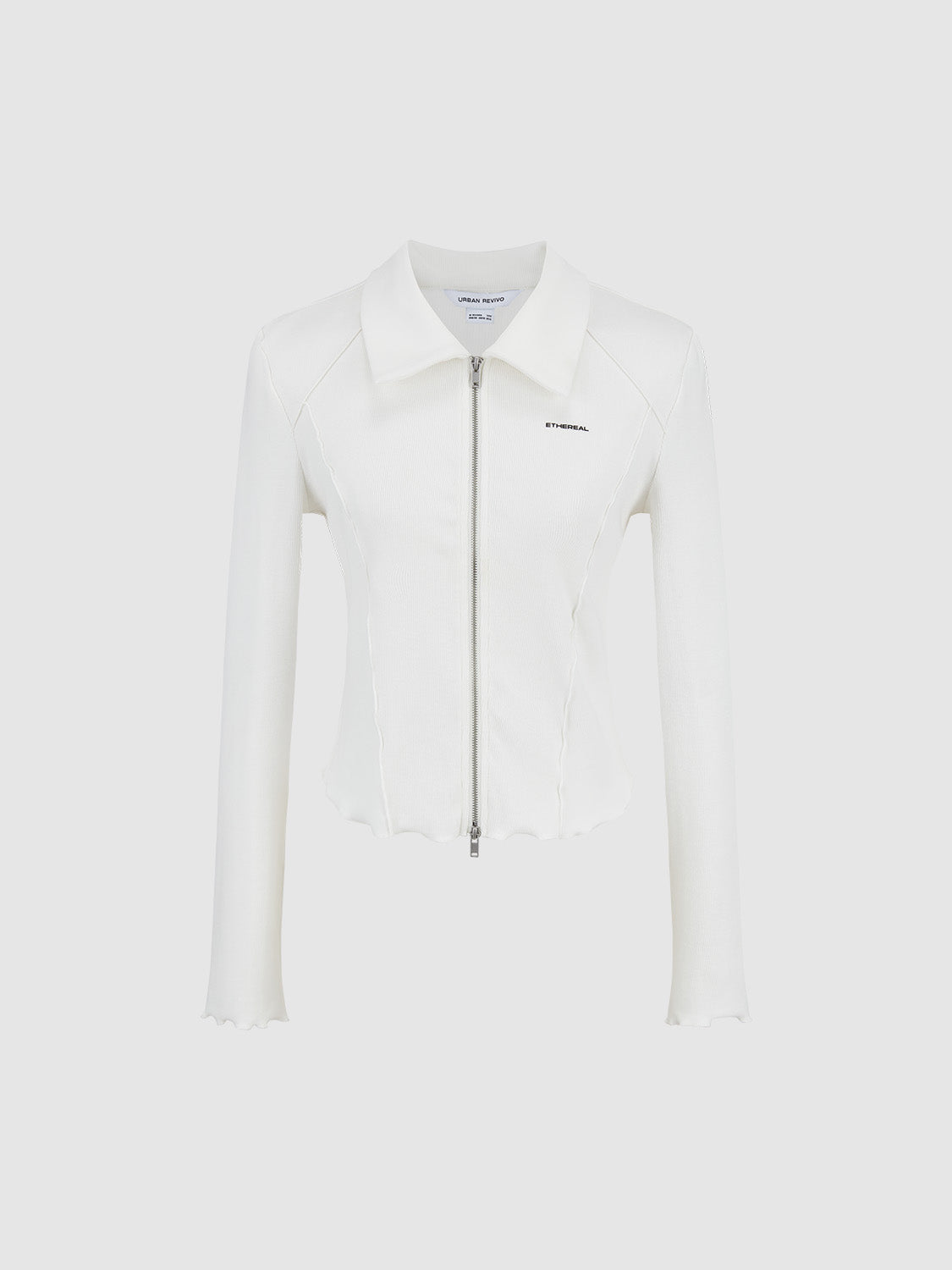 Zipper Front Skinny Knitted Shirt