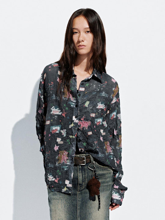 Ruffle Hem Graphic Shirts