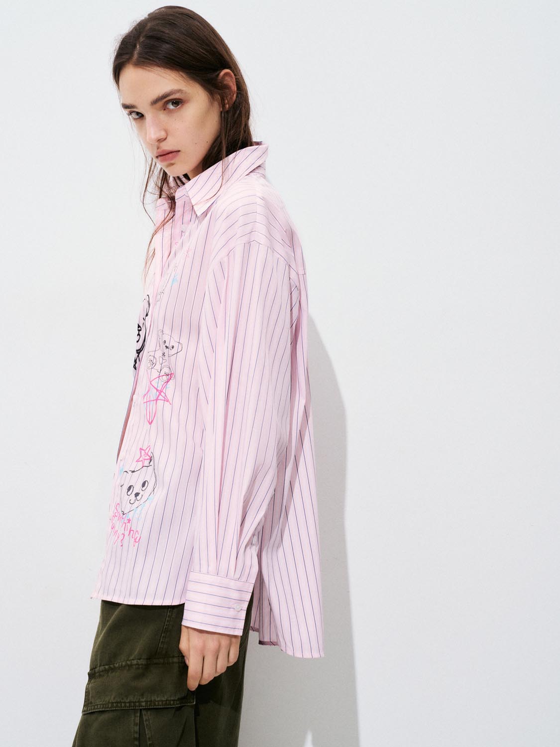 Graffiti Printed Striped Shirts
