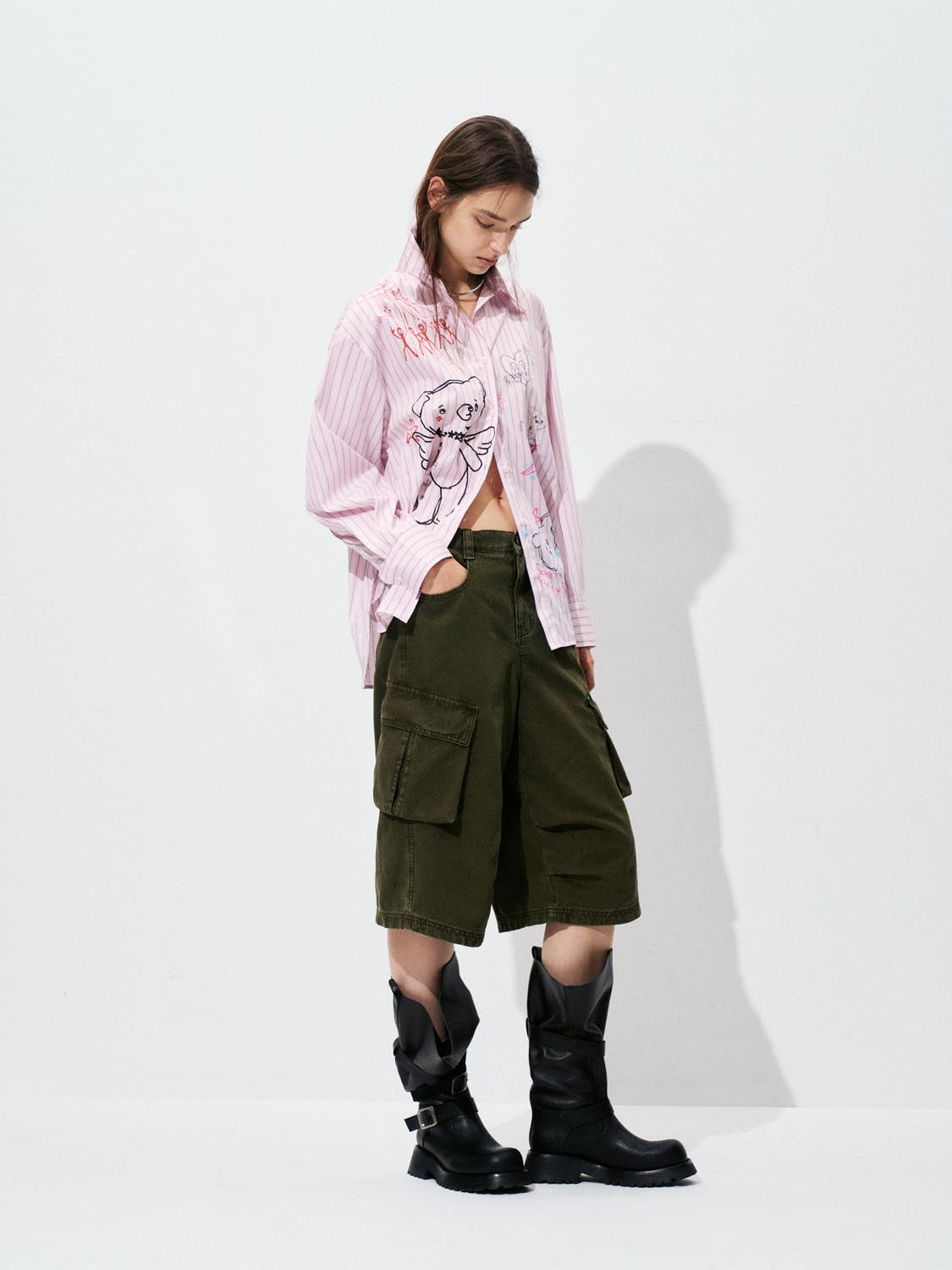 Graffiti Printed Striped Shirts