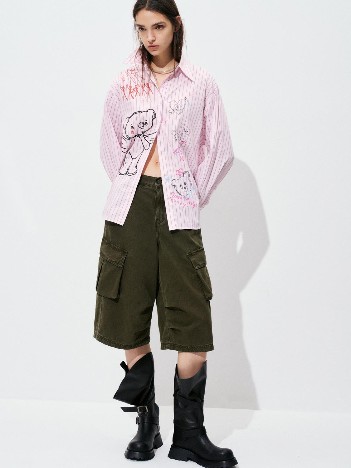 Graffiti Printed Striped Shirts