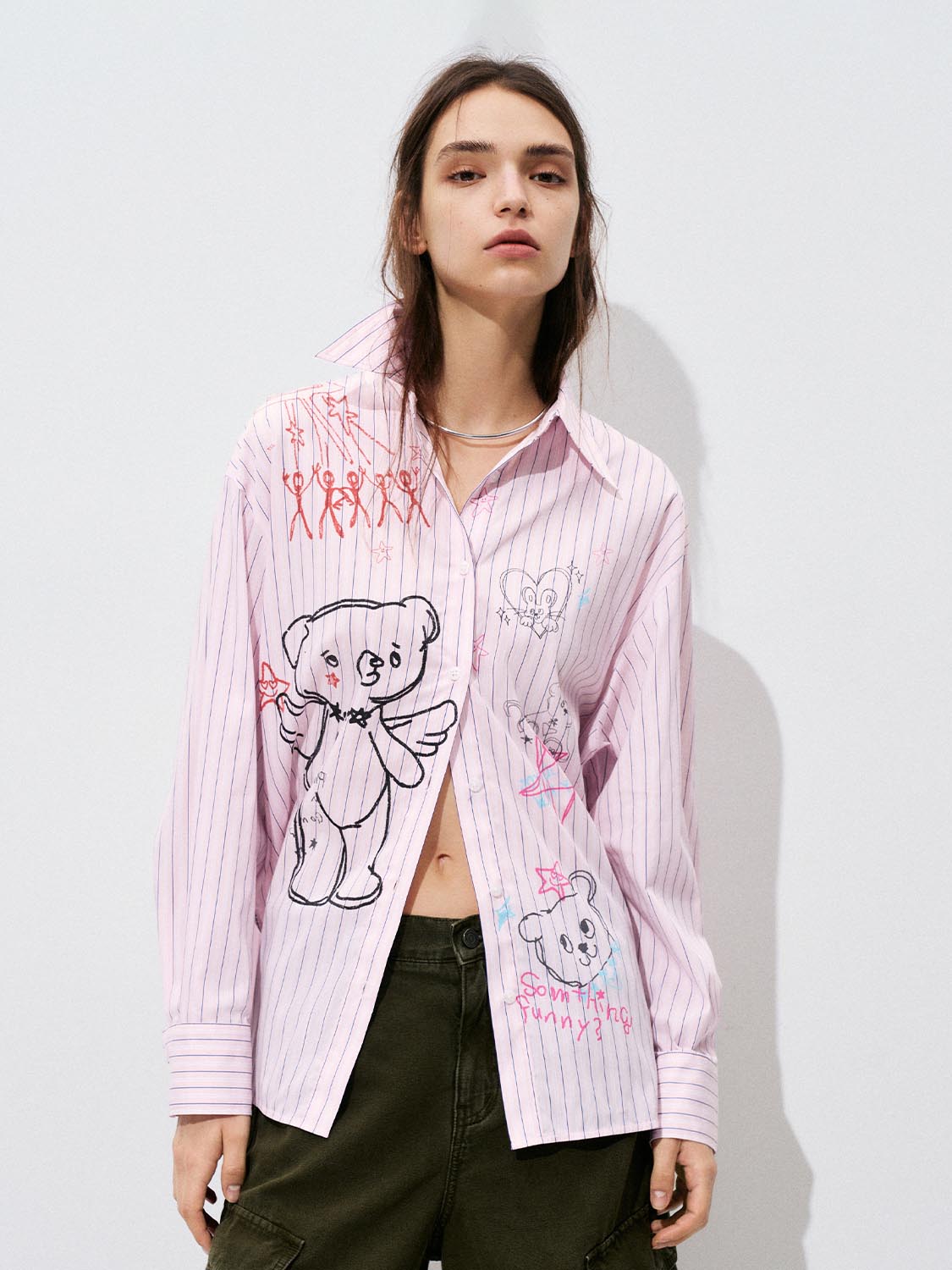Graffiti Printed Striped Shirts