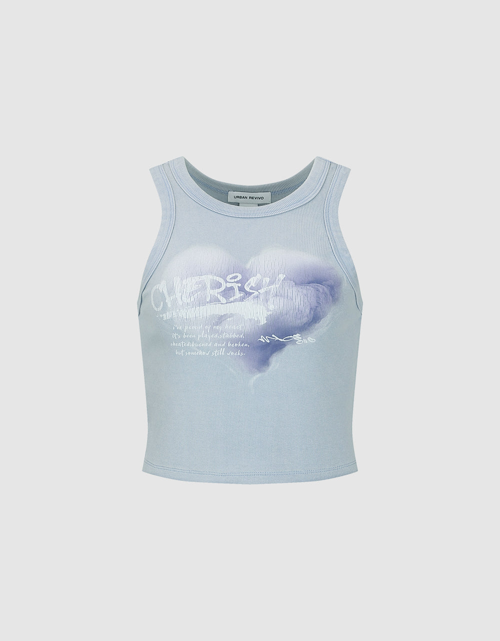 Printed Crew Neck Knitted Tank Top