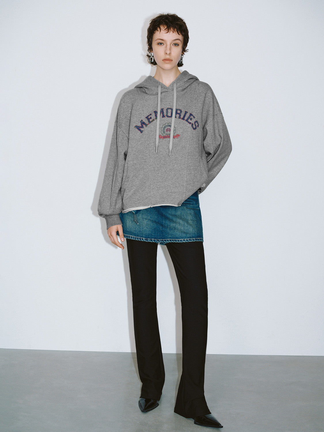Printed Hooded Loose Sweatshirt