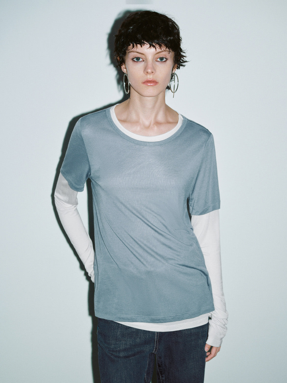 2 In 1 Crew Neck Straight T-Shirt