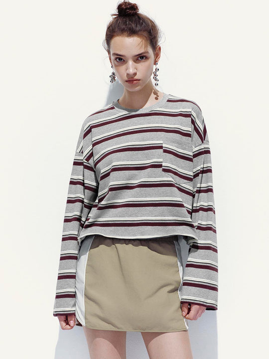 Stripped Loose Fit Long Sleeve T-Shirts